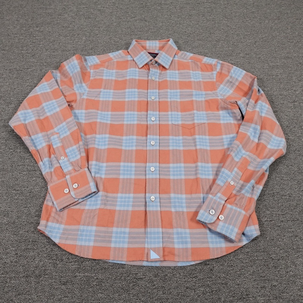 UNTUCKit Shirt Mens Small Orange Plaid Flannel Button Up‎ Long Sleeve Casual
